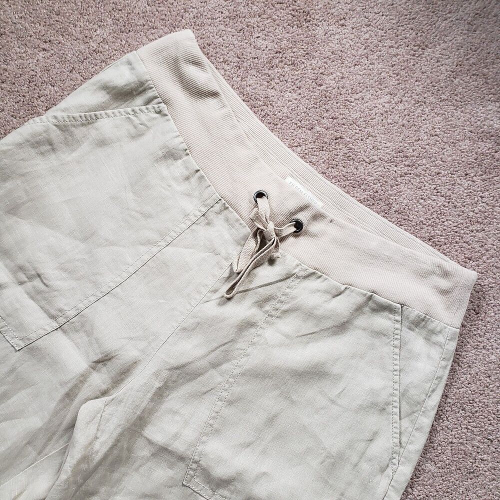 Eileen Fisher Women's Drawstring Organic Linen Cargo Shorts Natural Beige Small - Picture 7 of 13